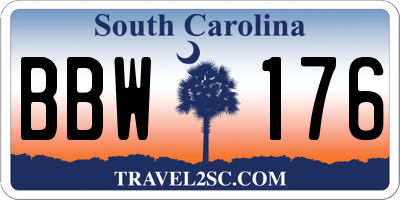 SC license plate BBW176