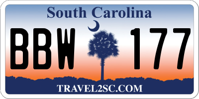 SC license plate BBW177