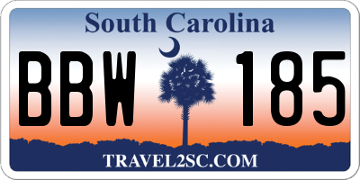 SC license plate BBW185