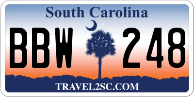 SC license plate BBW248