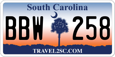 SC license plate BBW258