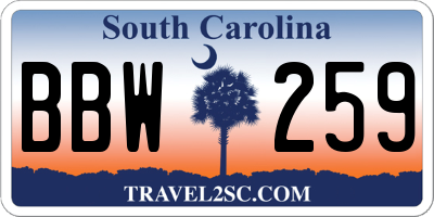 SC license plate BBW259