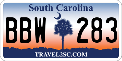SC license plate BBW283