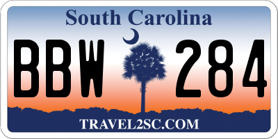 SC license plate BBW284