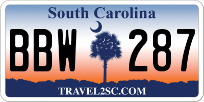 SC license plate BBW287