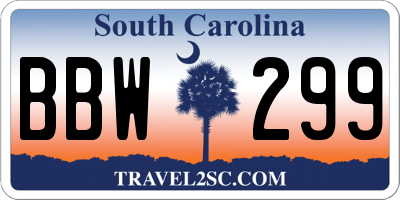 SC license plate BBW299