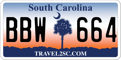 SC license plate BBW664