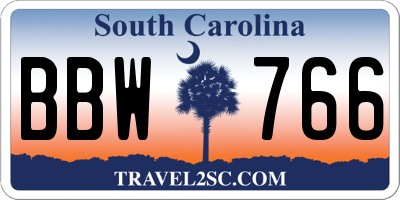 SC license plate BBW766