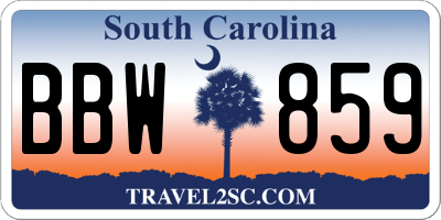 SC license plate BBW859