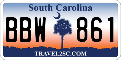 SC license plate BBW861