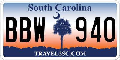 SC license plate BBW940