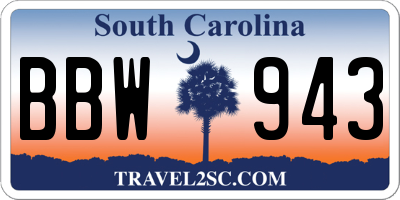 SC license plate BBW943