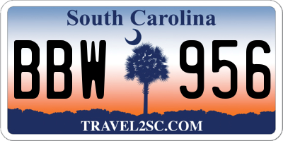 SC license plate BBW956
