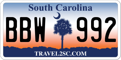 SC license plate BBW992