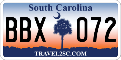 SC license plate BBX072