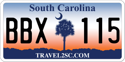 SC license plate BBX115