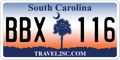 SC license plate BBX116