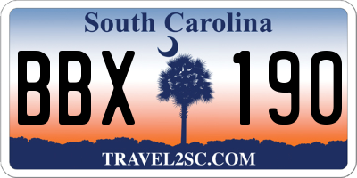 SC license plate BBX190