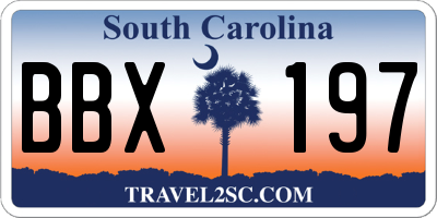 SC license plate BBX197