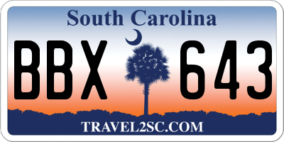 SC license plate BBX643