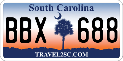 SC license plate BBX688