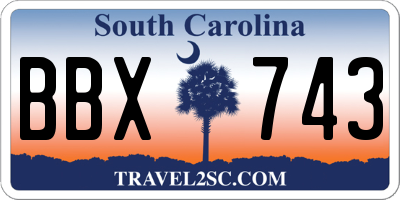 SC license plate BBX743