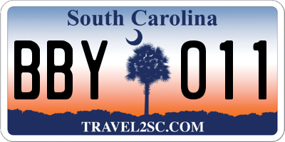 SC license plate BBY011