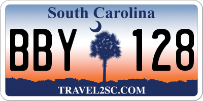 SC license plate BBY128