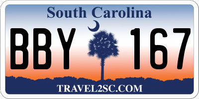 SC license plate BBY167