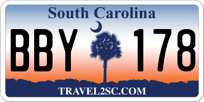 SC license plate BBY178