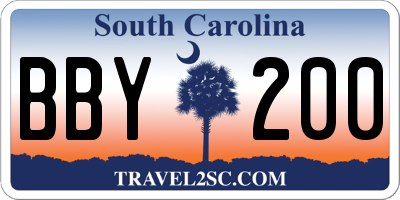 SC license plate BBY200