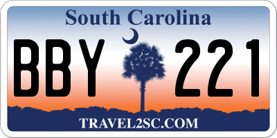 SC license plate BBY221