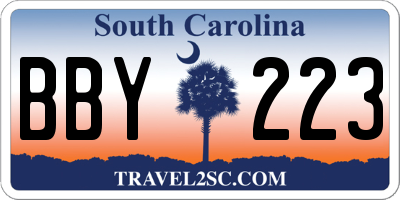 SC license plate BBY223