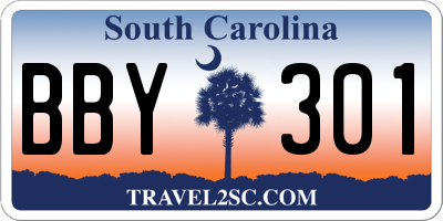 SC license plate BBY301