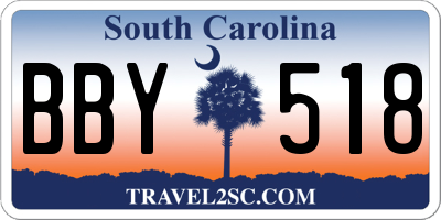 SC license plate BBY518
