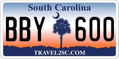 SC license plate BBY600
