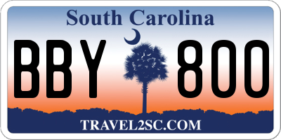 SC license plate BBY800
