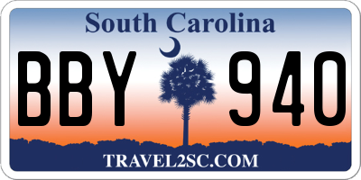 SC license plate BBY940