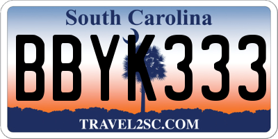 SC license plate BBYK333