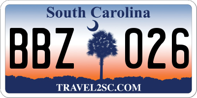 SC license plate BBZ026