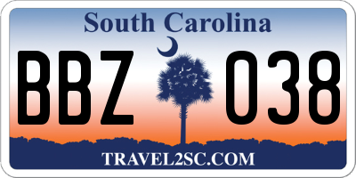 SC license plate BBZ038