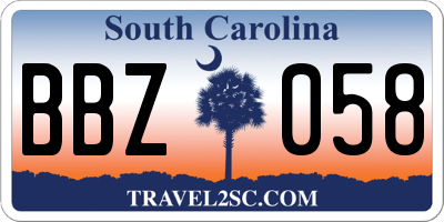 SC license plate BBZ058