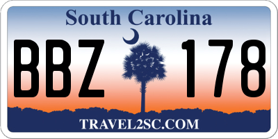 SC license plate BBZ178