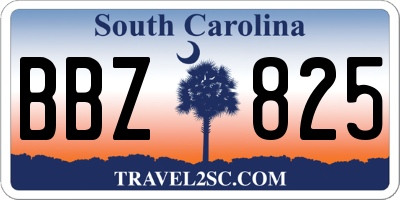 SC license plate BBZ825