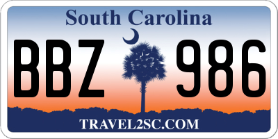 SC license plate BBZ986