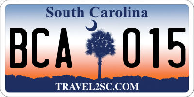 SC license plate BCA015