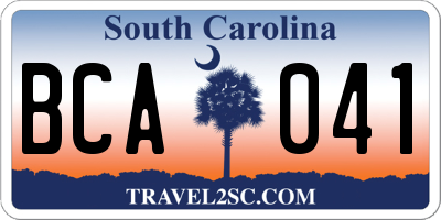 SC license plate BCA041