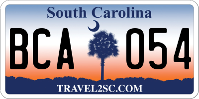 SC license plate BCA054