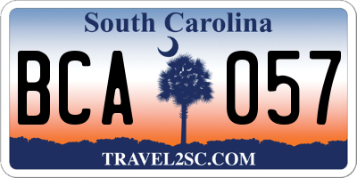 SC license plate BCA057
