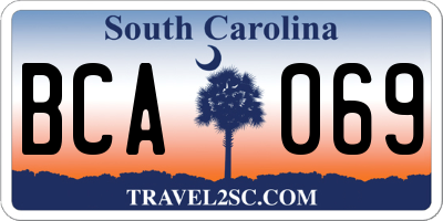 SC license plate BCA069